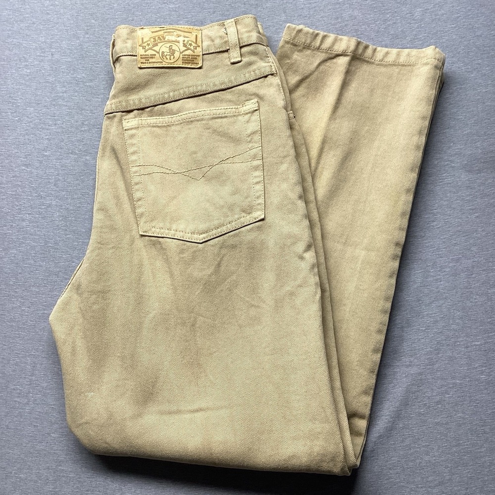 Vintage 1980s Designer Relaxed Fit Jeans by Javolis Size 30x29 Tan Distressed